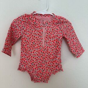 Baby Gap Strawberry Print Rashguard One-Piece with Matching Hat - 3-6 months
